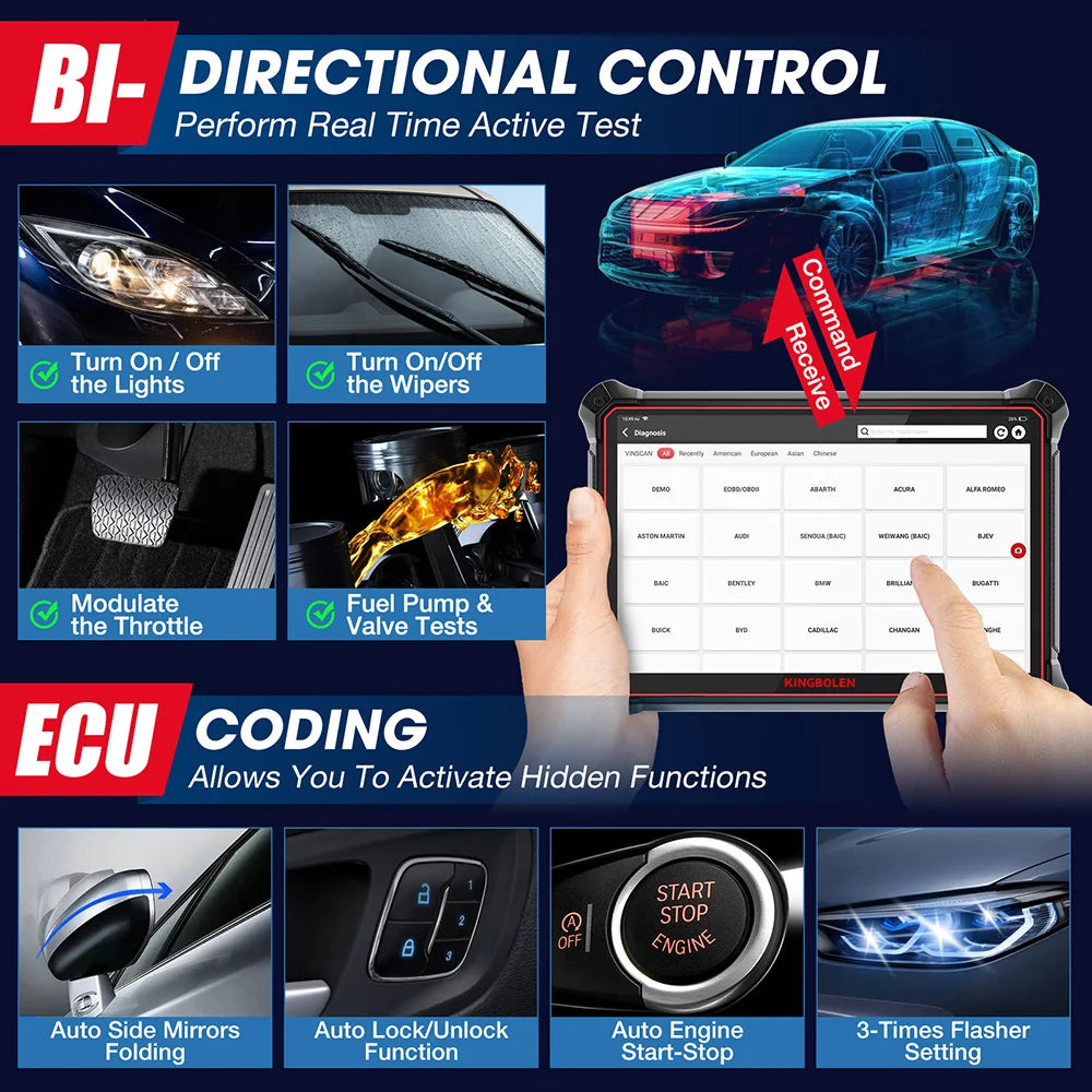 KINGBOLEN K10 Bi-Directional Scanner - Full Systems Diagnostic Tool