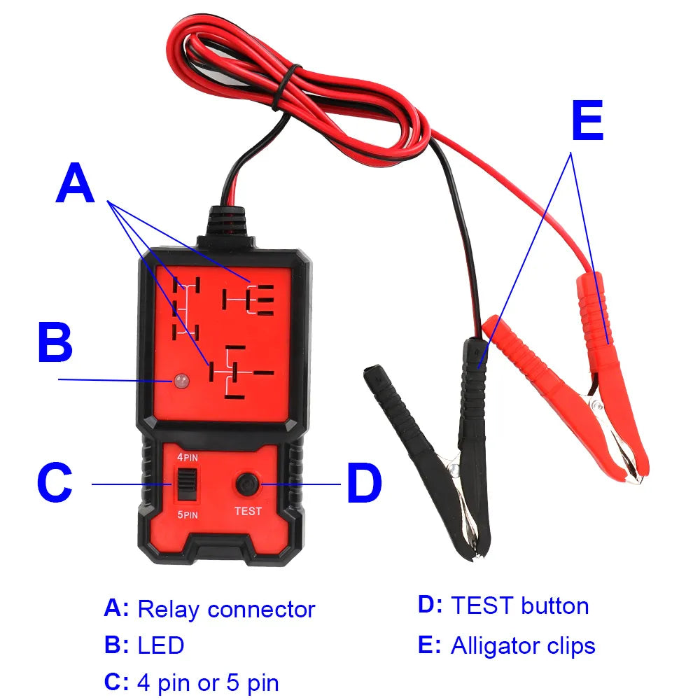 Universal 12V LED Car Battery Tester & Relay Diagnostic Tool