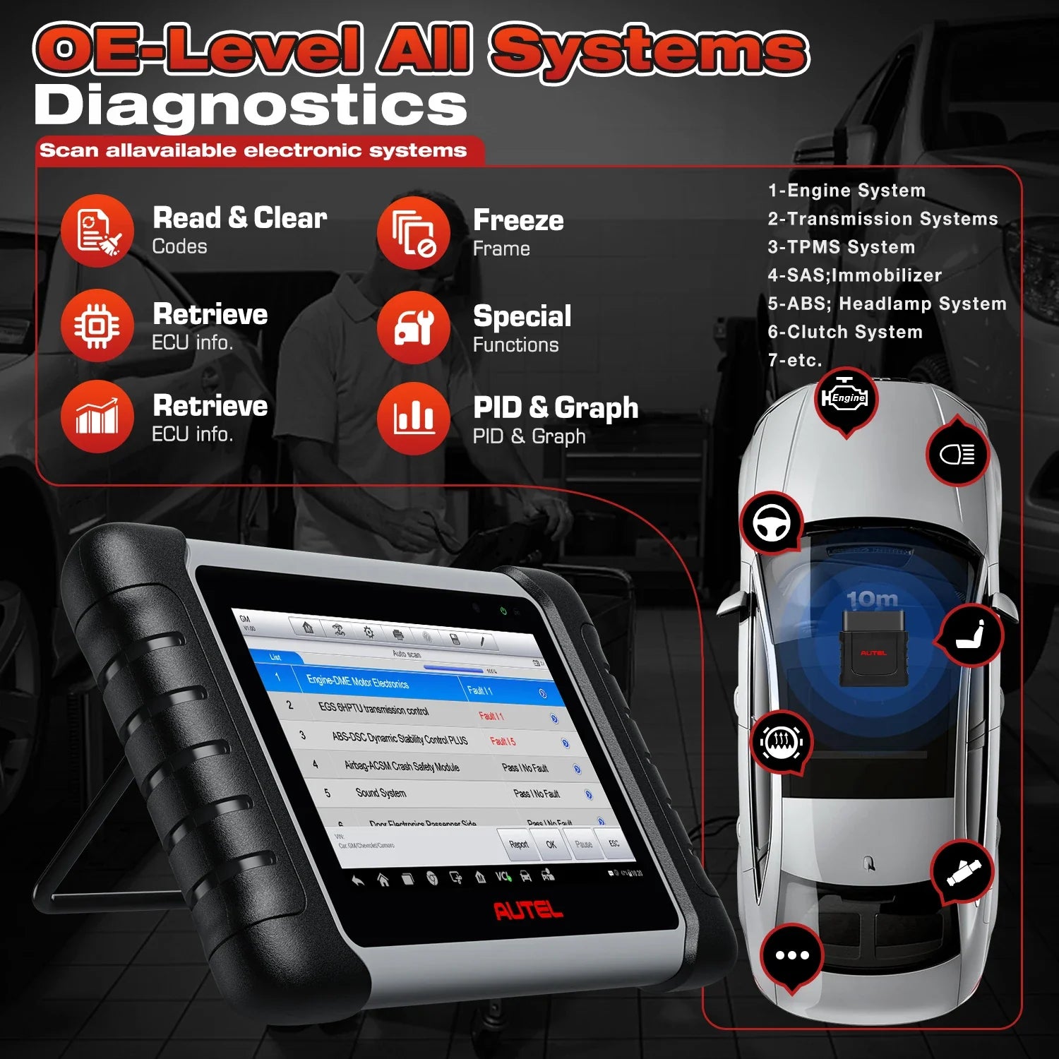 Autel MK808BT Pro OBD2 Scanner - Advanced Car Diagnostic Tool with All System Diagnosis