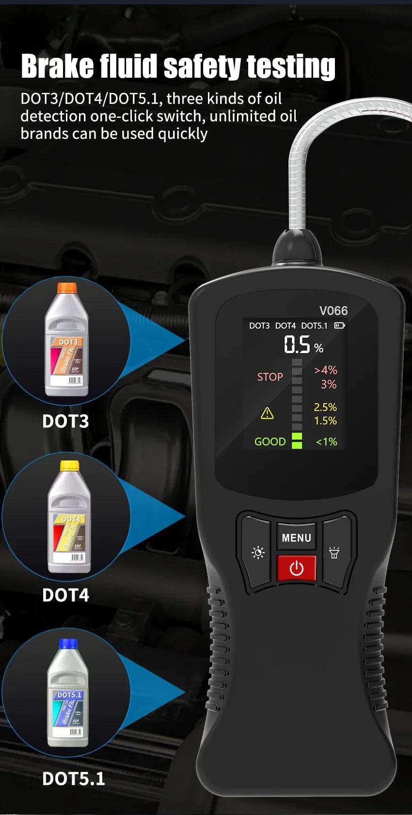 Automotive Digital Brake Fluid Tester Oil Quality Detector Tool