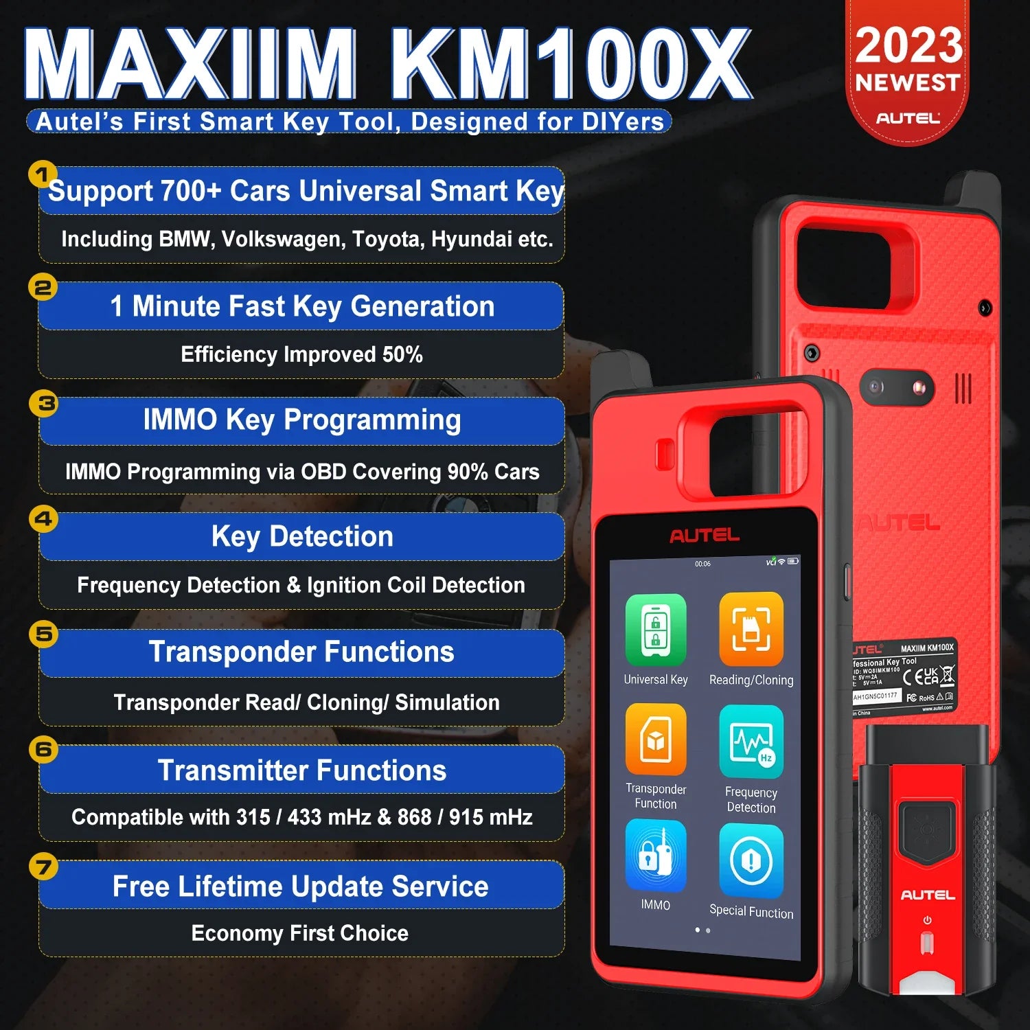 Autel KM100X Key Fob Programmer - Universal Smart Key Generator