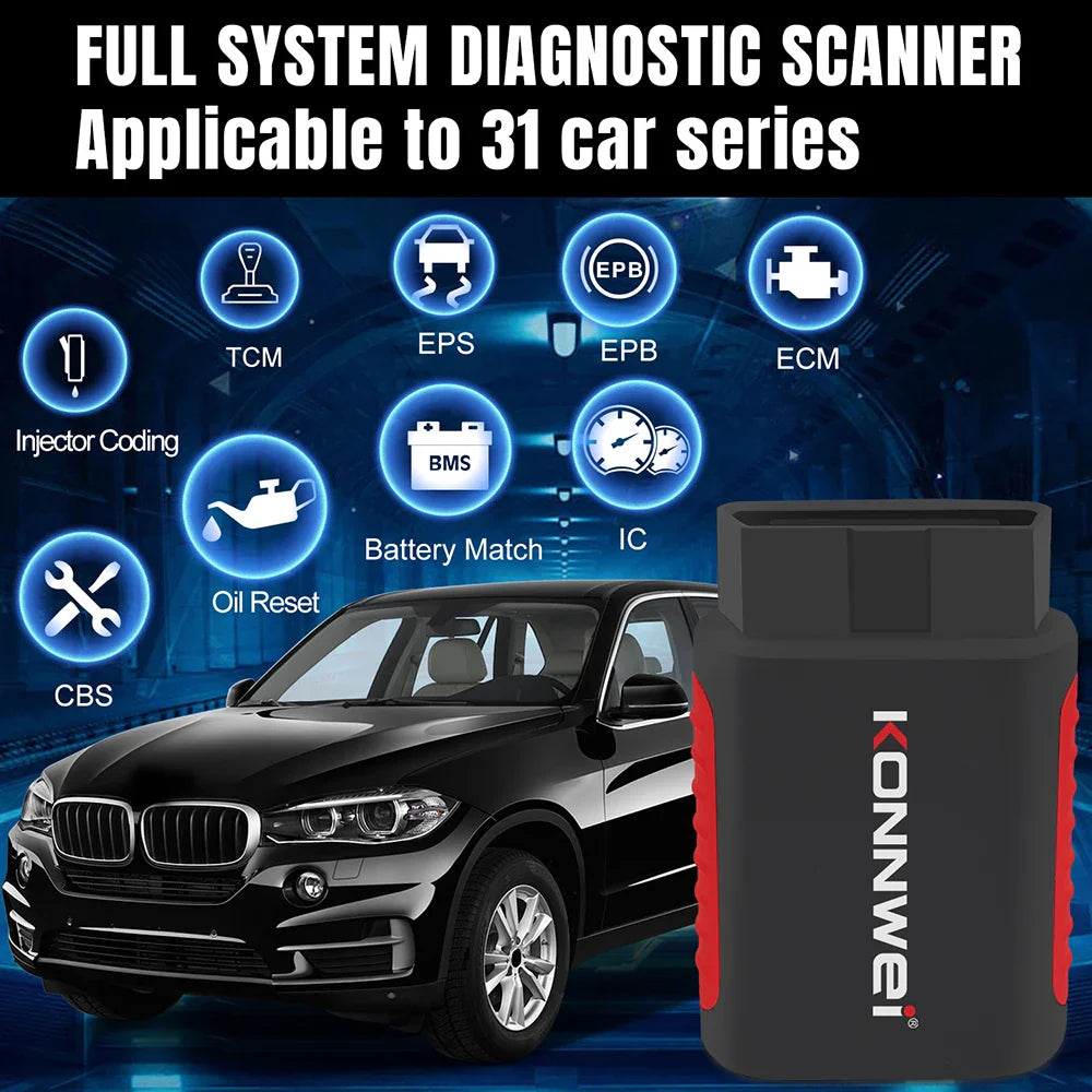 KONNWEI KDIAG MINI 2023 Full System Auto Scanner - OBD2 Car Diagnostic Tool